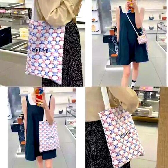 CELINE Gorgeous Tote Red and White Tote Bag - Picture 11 of 11